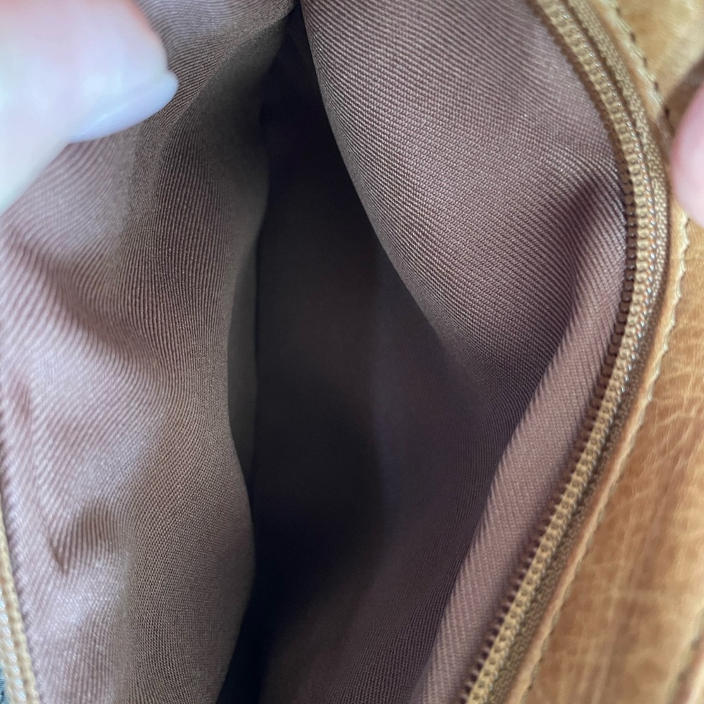 👜 Fossil Riley Leather Mini Crossbody Bag | Camel | Silvertone Hardware | MINT - Picture 6 of 7